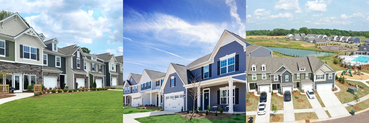 Fotos reales de vecindarios en Union County — nueva construcción, centro histórico de Indian Trail y Weddington