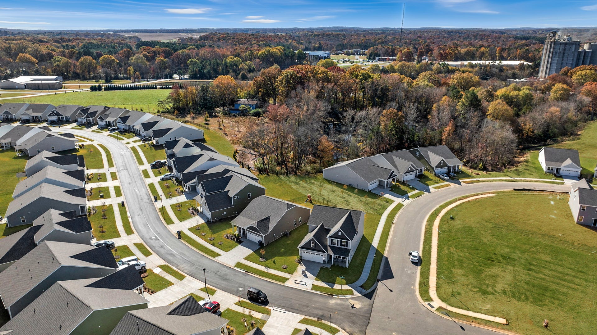 Vista aérea del vecindario comunidades en Indian Trail en Union County